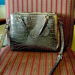 Anne Klein handbag, silver/gray/shiny, like new